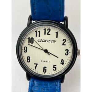 VTG Aquatech Unisex Quartz Watch 35mm w/ Adjustable Leather Band and New Battery